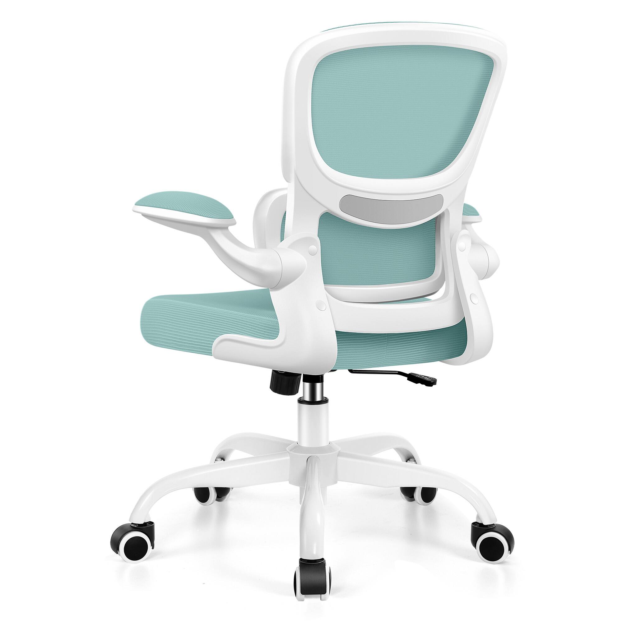 Back. Brick Attic - Ergonomic Office Chair with Lumbar Support and Adjustable Armrests, Breathable Mesh Mid Back Desk Chair - Mint Green.