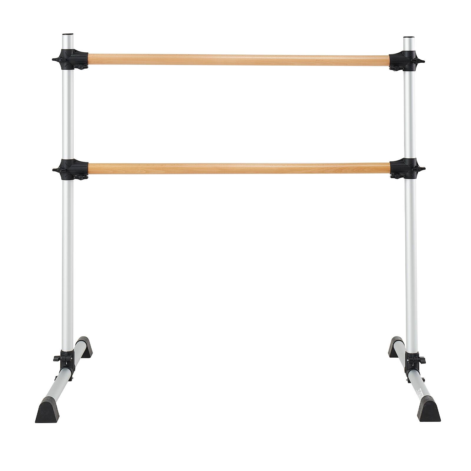 Alt View 5. VEVOR - Ballet Barre, 4 Ft Double Beechwood Barre Bar for Home, Freestanding Portable Ballet Stretching Dance Bars - Silver.