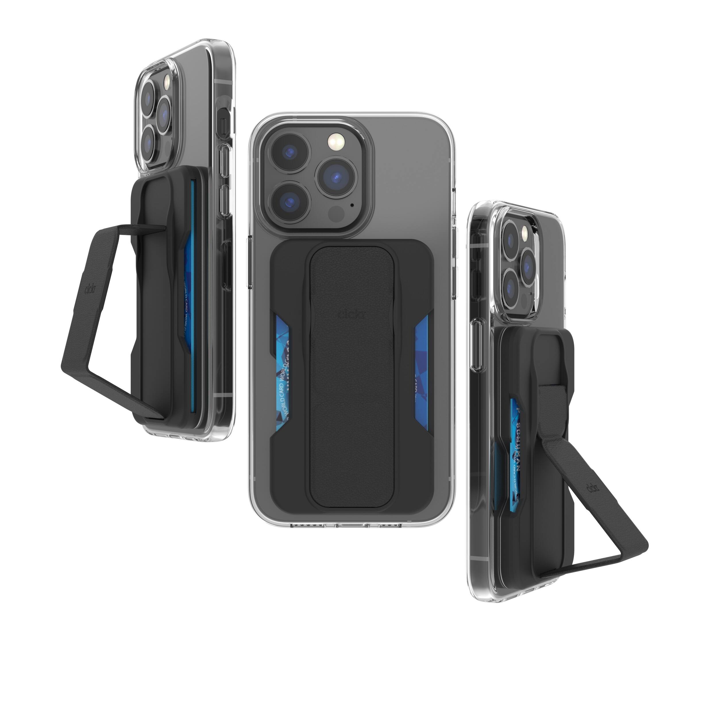 Alt View 13. CLCKR - Phone Grip and Stand Wallet for MagSafe Compatible Phones - Black.