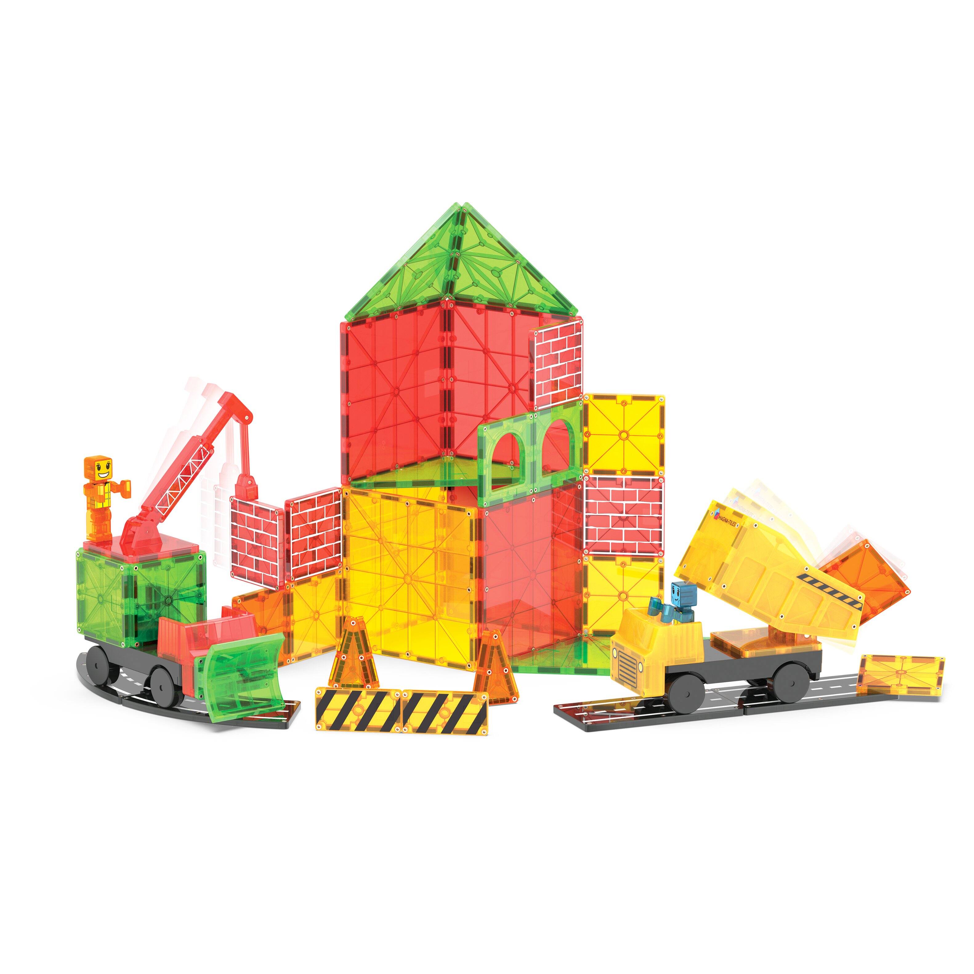 Left. Magna-Tiles - BUILDER XL 50-Piece Magnetic Construction Set, THE ORIGINAL MAGNA-TILES.