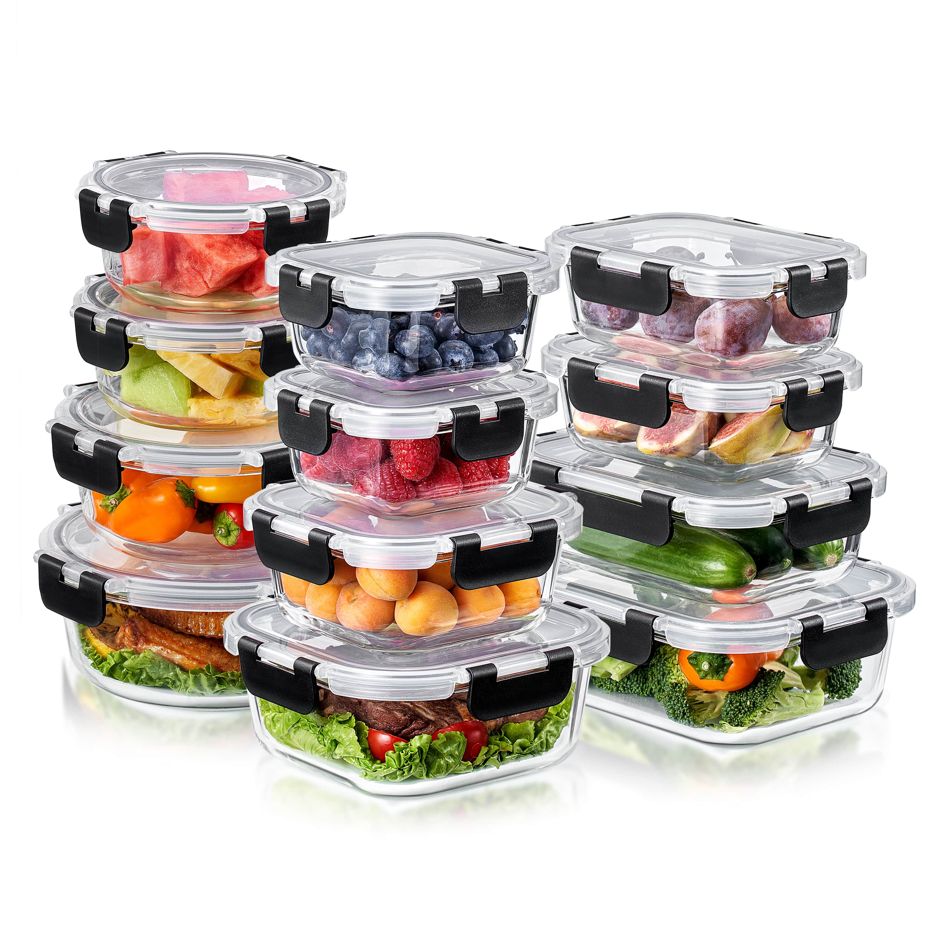 Front. Sorbus - Sorbus 24-Piece Glass Food Storage Containers with Lids - Airtight, Microwave, Fridge, Dishwasher, Oven Safe - Clear.