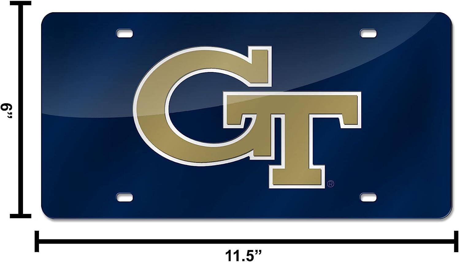 Alt View 4. Rico Industries - Georgia Tech Yellow Jackets Mirrored Laser Cut License Plate Laser Tag - Multi.