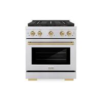 ZLINE - Autograph 30 in. 4.2 cu. ft. Freestanding Paramount Dual Fuel DuoPro Range in Stainless Steel with Bronze Accents - Stainless Steel - Front_Zoom