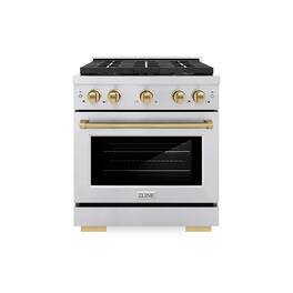 ZLINE - Autograph 30 in. 4.2 cu. ft. Freestanding Paramount Dual Fuel DuoPro Range in Stainless Steel with Bronze Accents - Stainless Steel