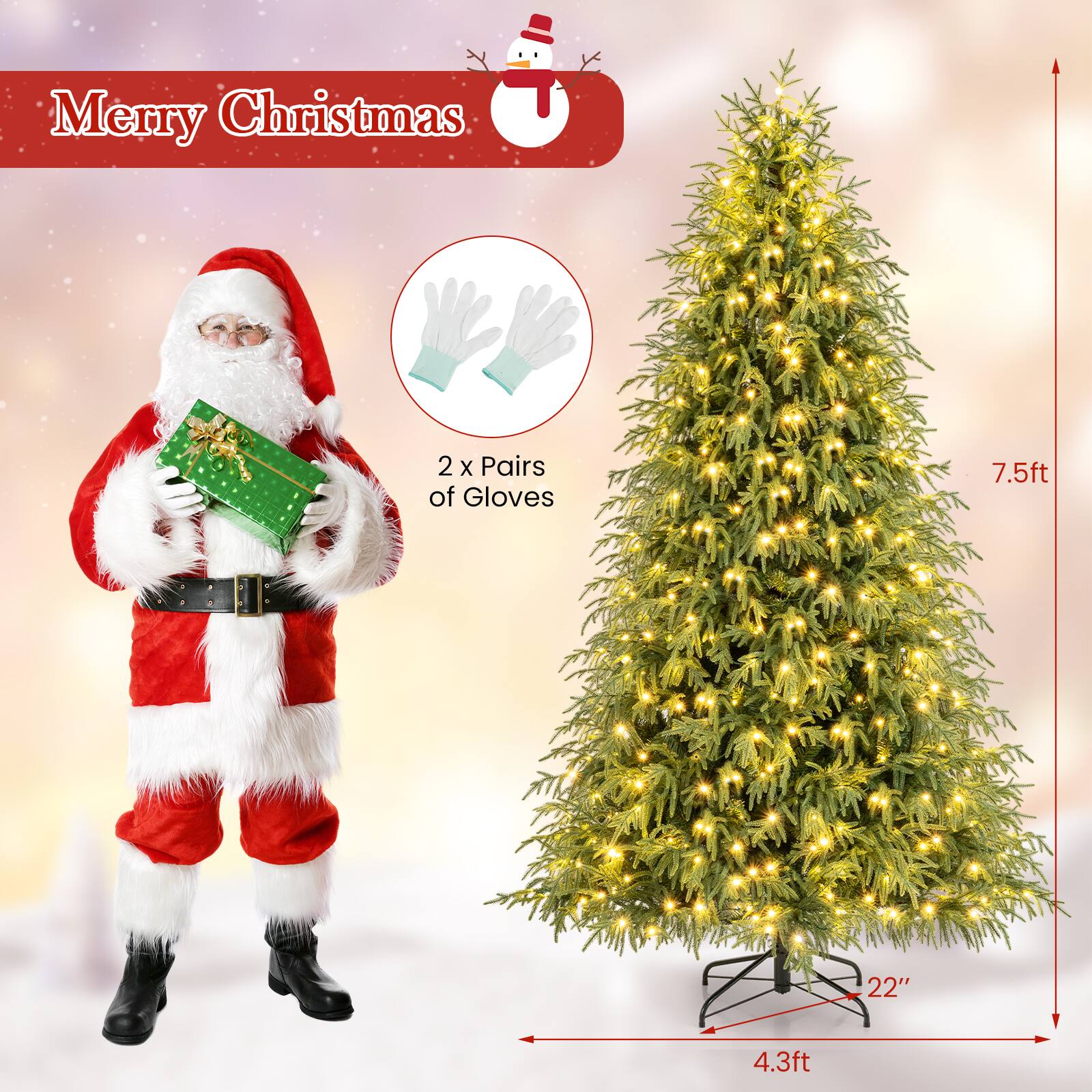 Merry Christmas

2 x Pairs of Gloves

7.5ft

22"

4.3ft