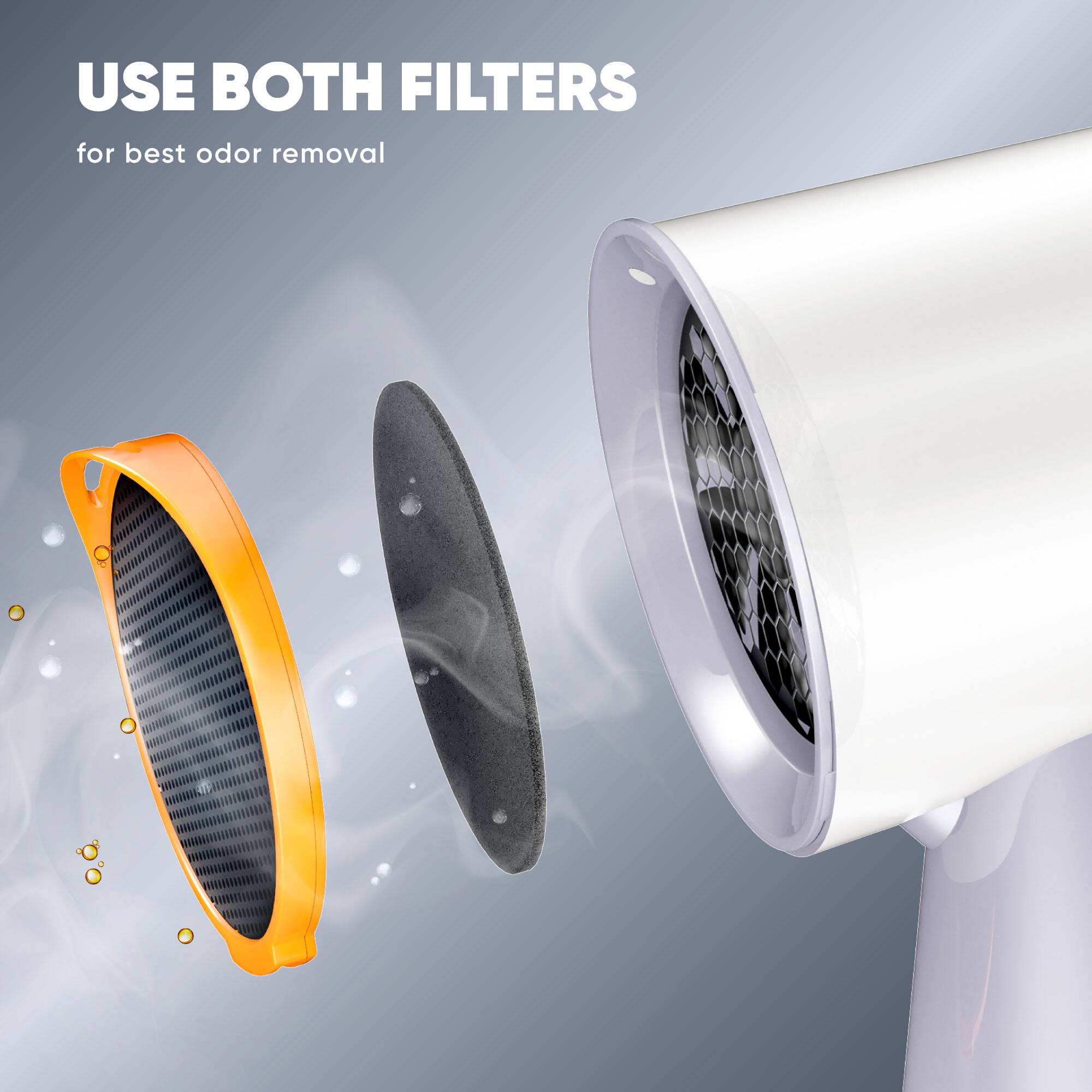USE BOTH FILTERS  
for best odor removal