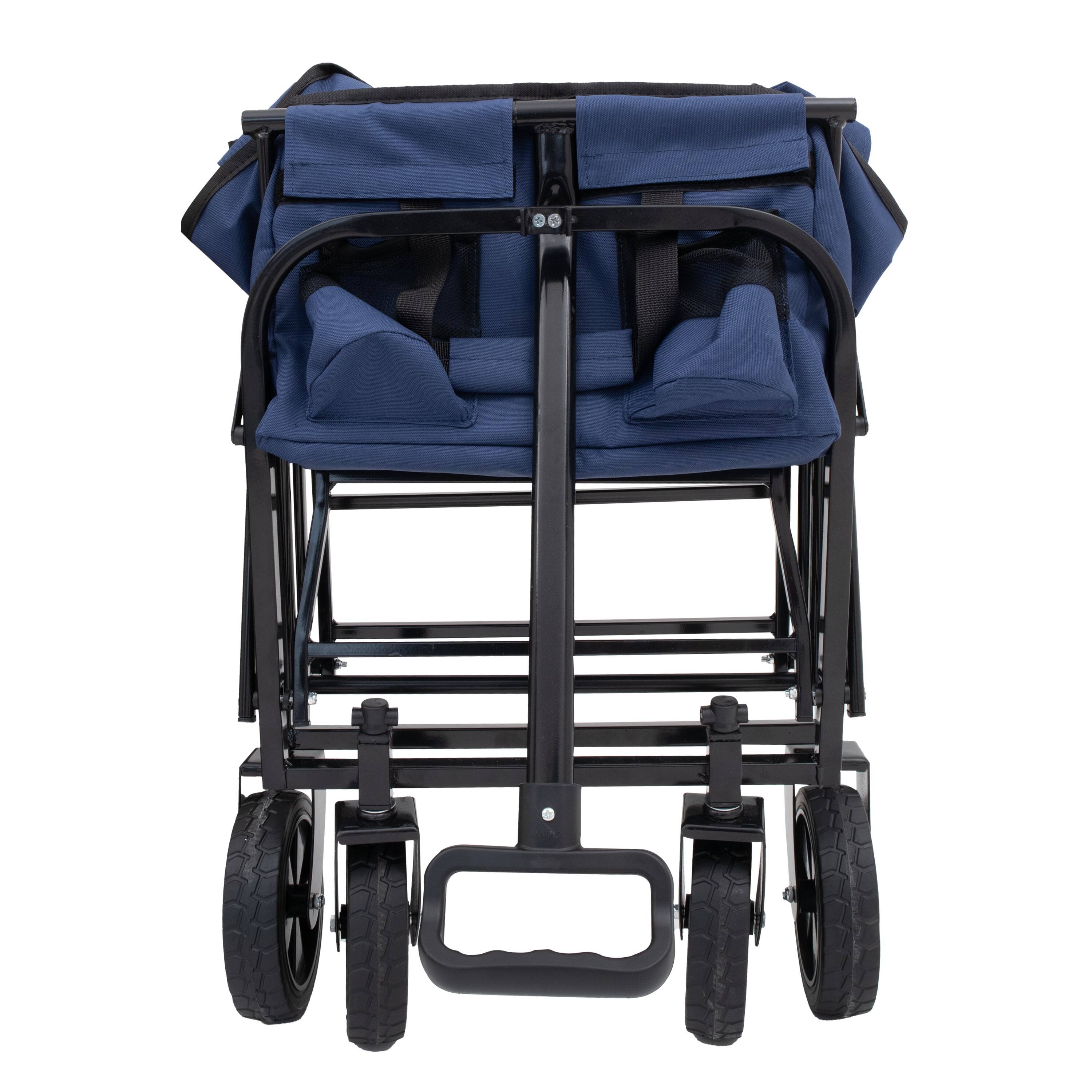 Alt View 4. Mondawe - Extendable Collapsible Wagon Utility Carts w/ 225LBS Capacity, 360° Wheels - Dark Blue.