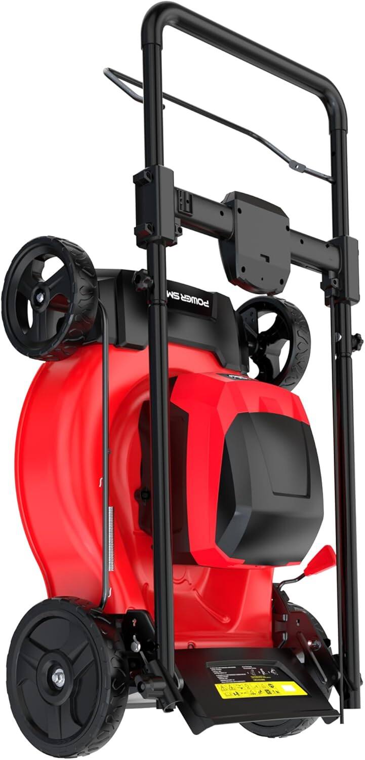 Alt View 5. POWERSMART - 3-in-1 80V 21" Cordless Lawn Mower Battery Lawn Mower with 6.0Ah Battery and Charger, Brushless Motor - Red.