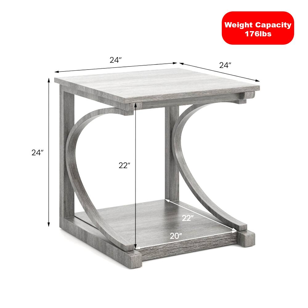 Weight Capacity: 176 lbs  
Dimensions:  
- Top: 24" x 24"  
- Base: 22" x 20"  
- Height: 24"
