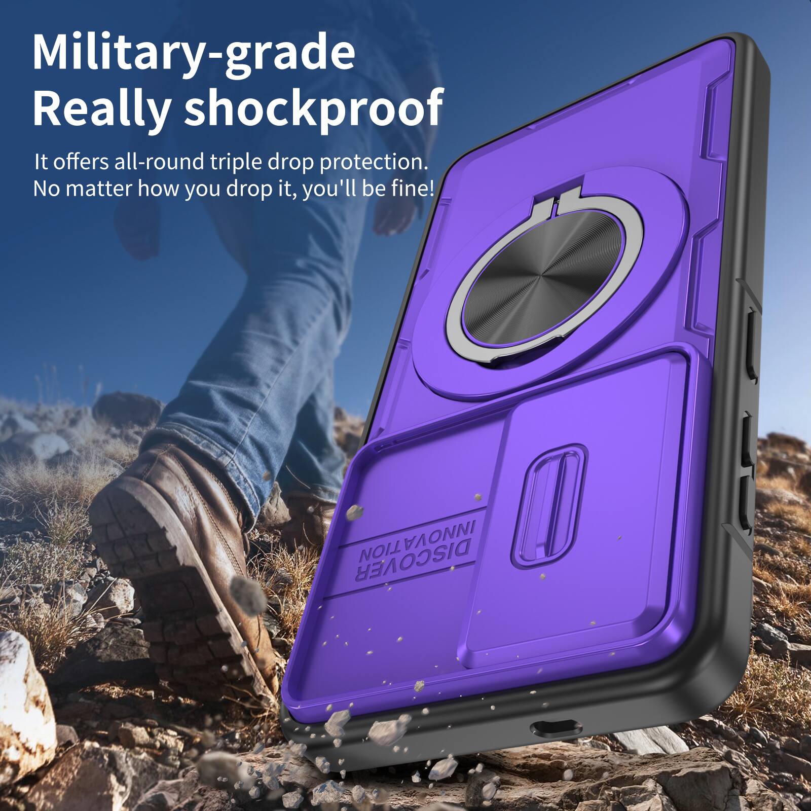 Military-grade Really shockproof.  
It offers all-round triple drop protection.  
No matter how you drop it, you'll be fine!