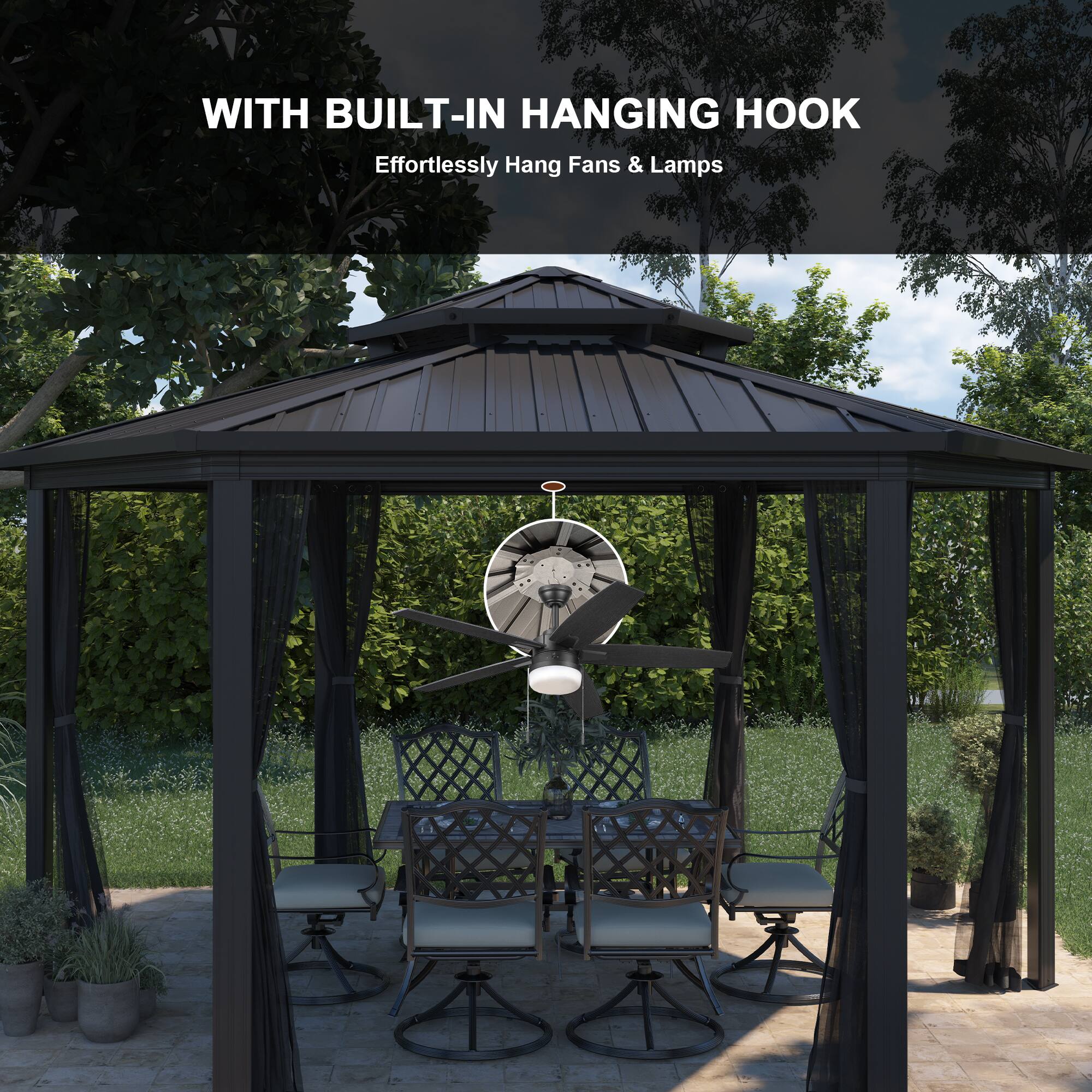WITH BUILT-IN HANGING HOOK  
Effortlessly Hang Fans & Lamps