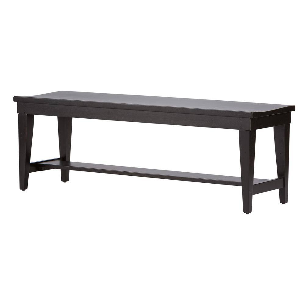 Angle. Liberty Furniture Industries - Hearthstone Ridge Bench - Black (RTA) in Tobacco - Brown.