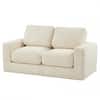 Front. Costway - Costway Floor Couch, Loveseat Foam Sofa with Removable Corduroy Cover, Back & Seat Cushions - Beige.