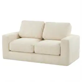 Costway - Floor Couch, Loveseat Foam Sofa with Removable Corduroy Cover, Back & Seat Cushions - Beige