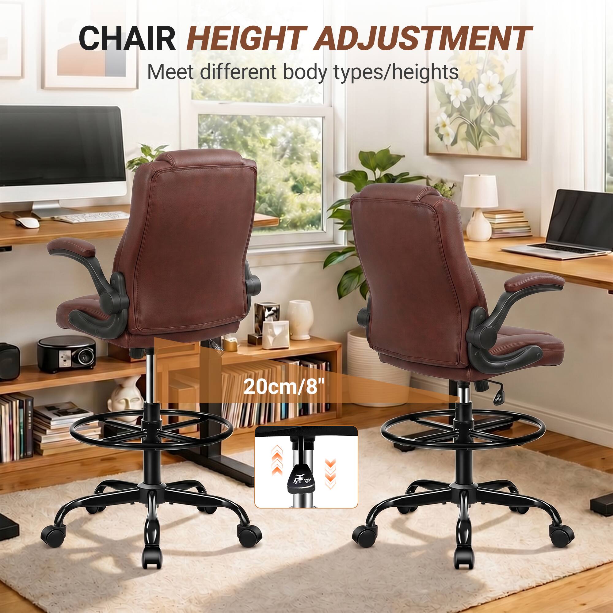 CHAIR HEIGHT ADJUSTMENT  
Meet different body types/heights  
20cm/8"
