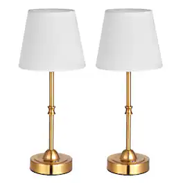 VEVOR - Cordless Table Lamp, 2 Pack, 5200mAh Built-in Rechargeable Battery Desk Lamp, 3-Level Brightness, Fabric Shade - Gold