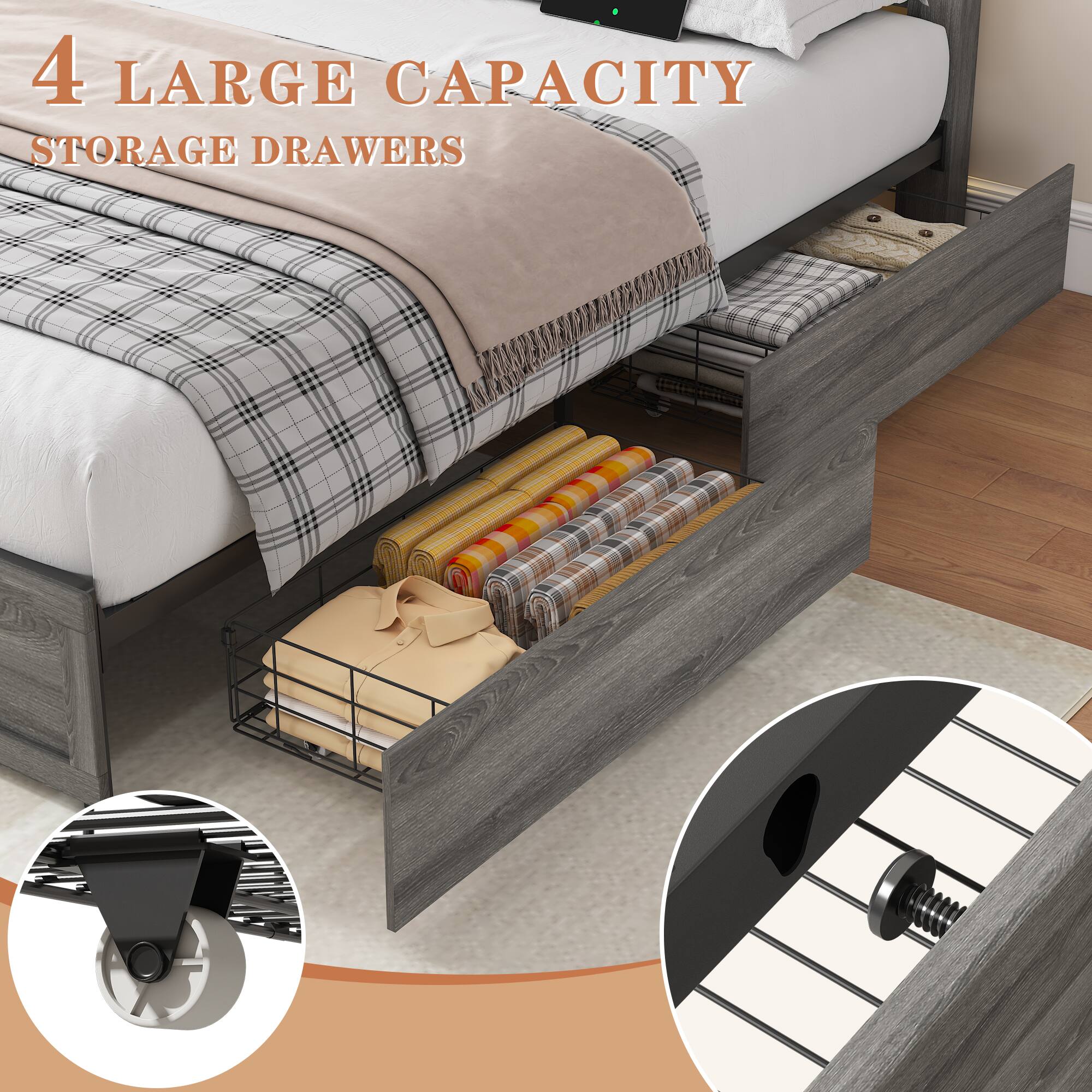 4 LARGE CAPACITY STORAGE DRAWERS