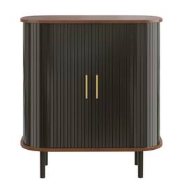 Forest'nSky - 28" Fluted Wine Bar Cabinet Sideboards with 8-Grid Wine Rack, 5-Level Adjustable Shelves - Black