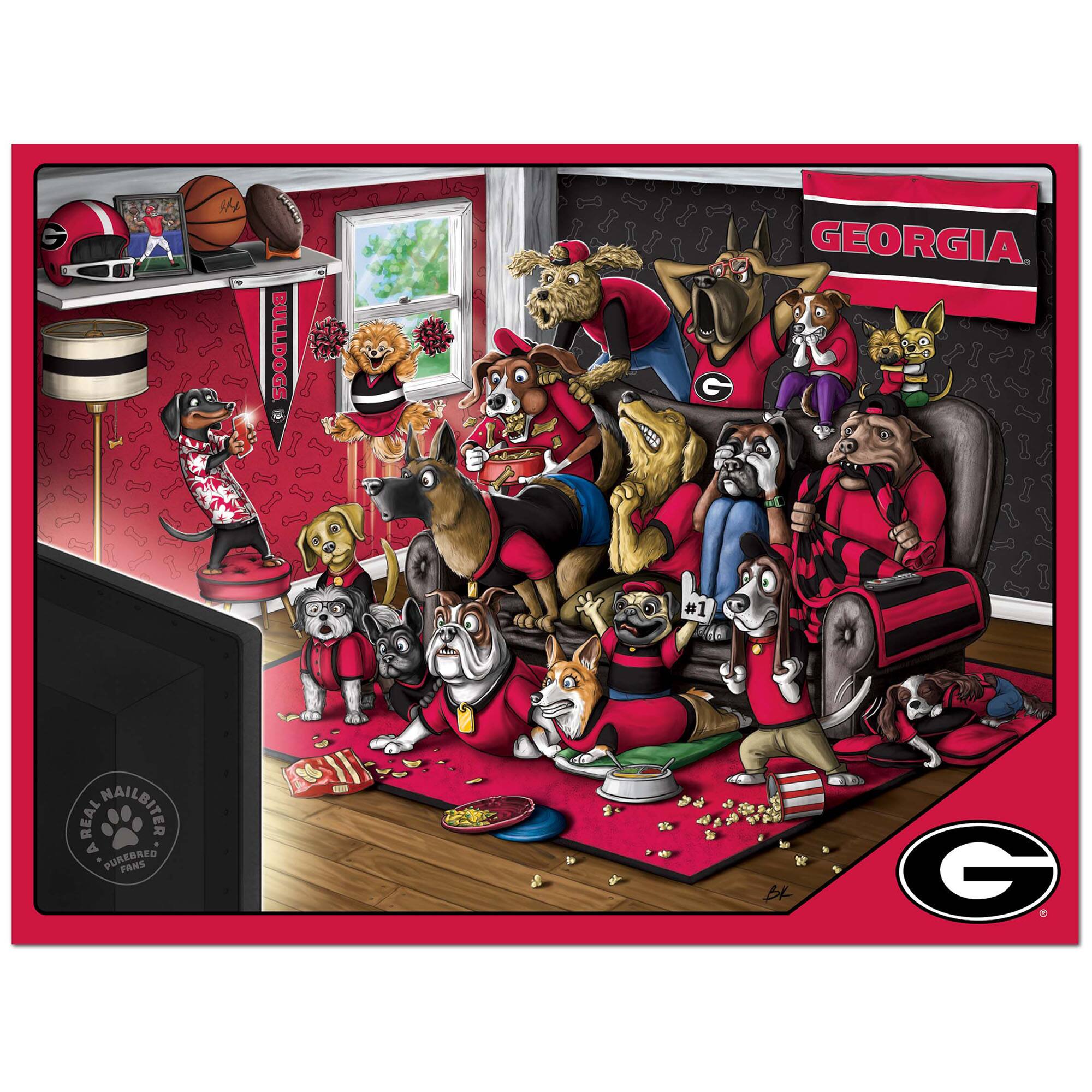 Sure, here is the corrected and grouped text from the image:

- **IH BULLDOGS GEORGIA G #1 SA0 REAL NAILBITED A PUREBRED PARS**

- **GEORGIA**

- **FOOTBALL**

- **#1**

- **ARIAL NAILBITER**
  - **PUREBRED**
  - **FANS**

- **G** (logo)