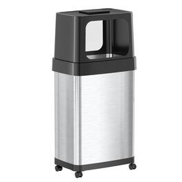 iTouchless - 18 Gallon Stainless Steel Dual Side-Opening Kitchen Trash Can with Wheels and AbsorbX Odor Filter - Silver