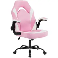 Bestier Ergonomic Faux Leather Adjustable Reclining Swiveling PC and Racing Game Chair - Pink - Front_Zoom