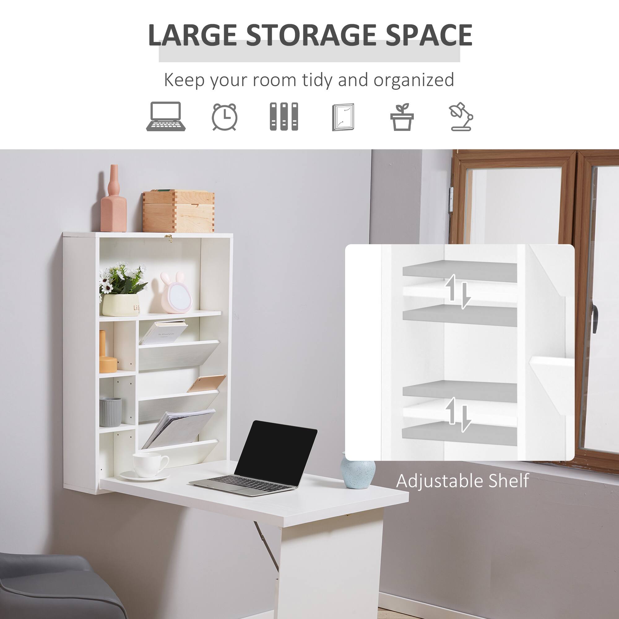 LARGE STORAGE SPACE  
Keep your room tidy and organized  

Adjustable Shelf