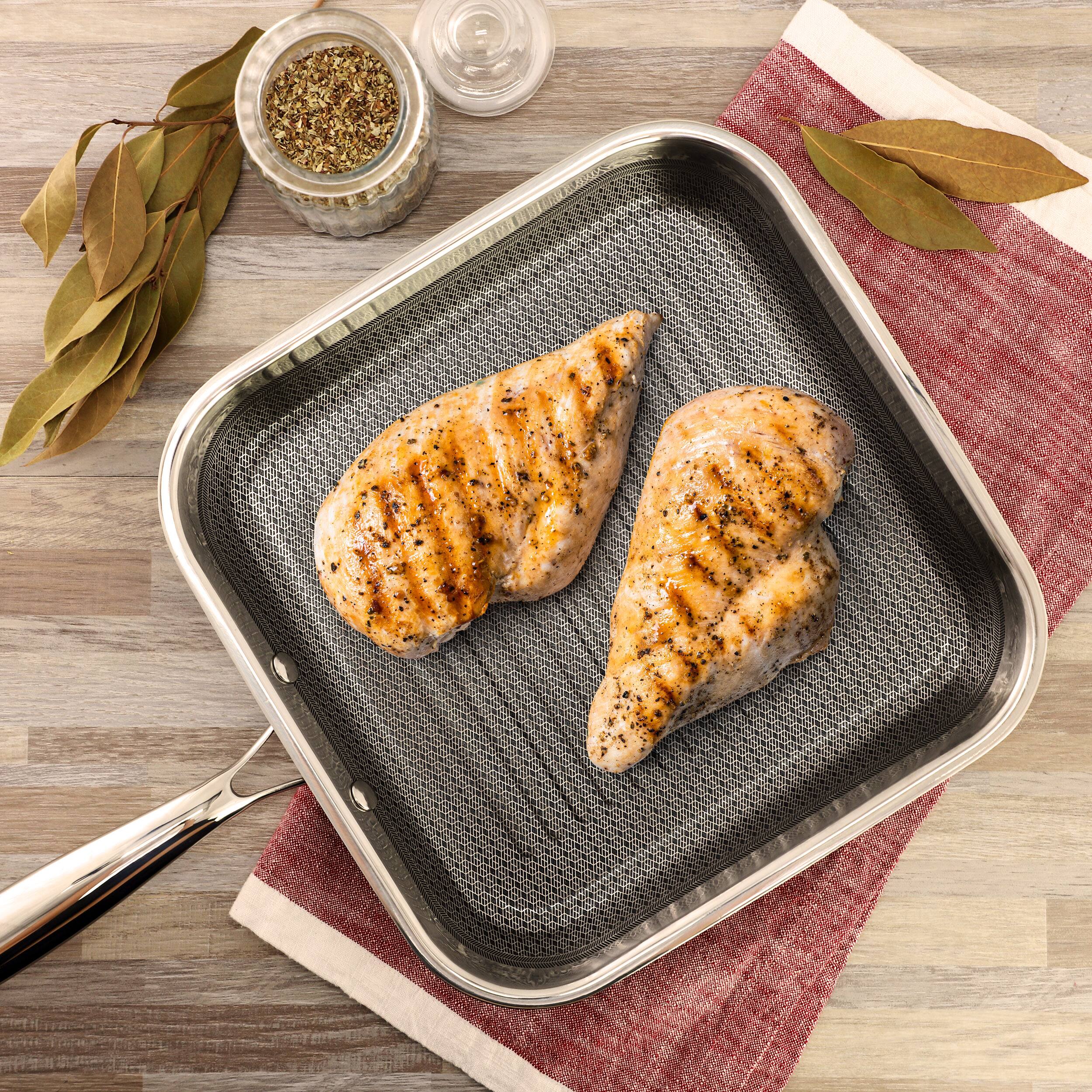 Alt View 2. Oster - Oster Modessa 11in Platinum Collection Hybrid Nonstick Square Grill Pan in Silver - Silver.