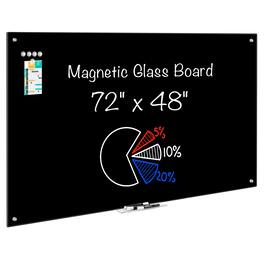 maxtek - Dry Erase Board 72" x 48" Bulletin Boards Glass Frameless Glass White Board Whiteboards & Presentation Supplies - Black