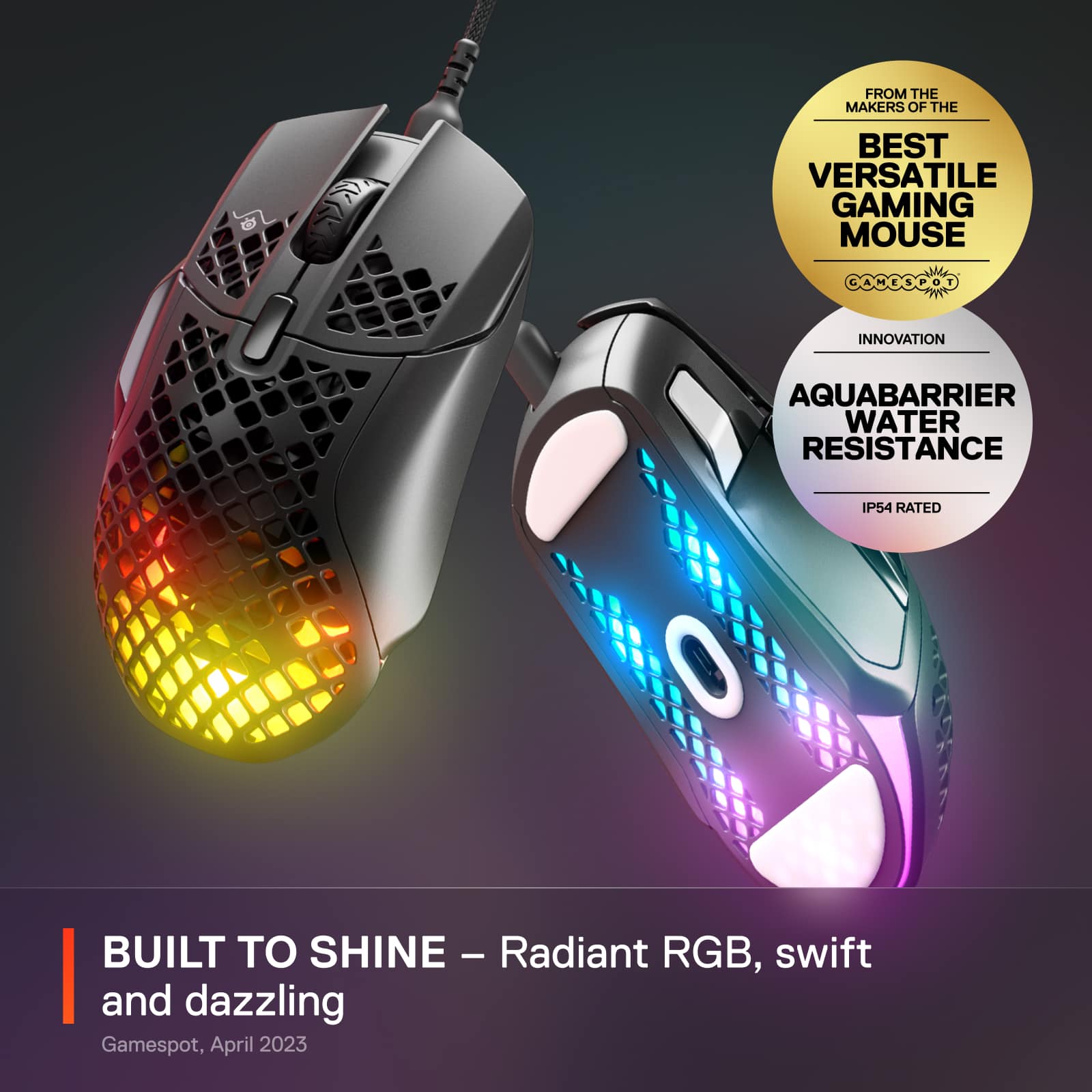 Built to Shine - Radiant RGB, Swift and Dazzling - Aquabarrier Water Resistance IP54 Rated - Innovation - Gamespot, April 2023