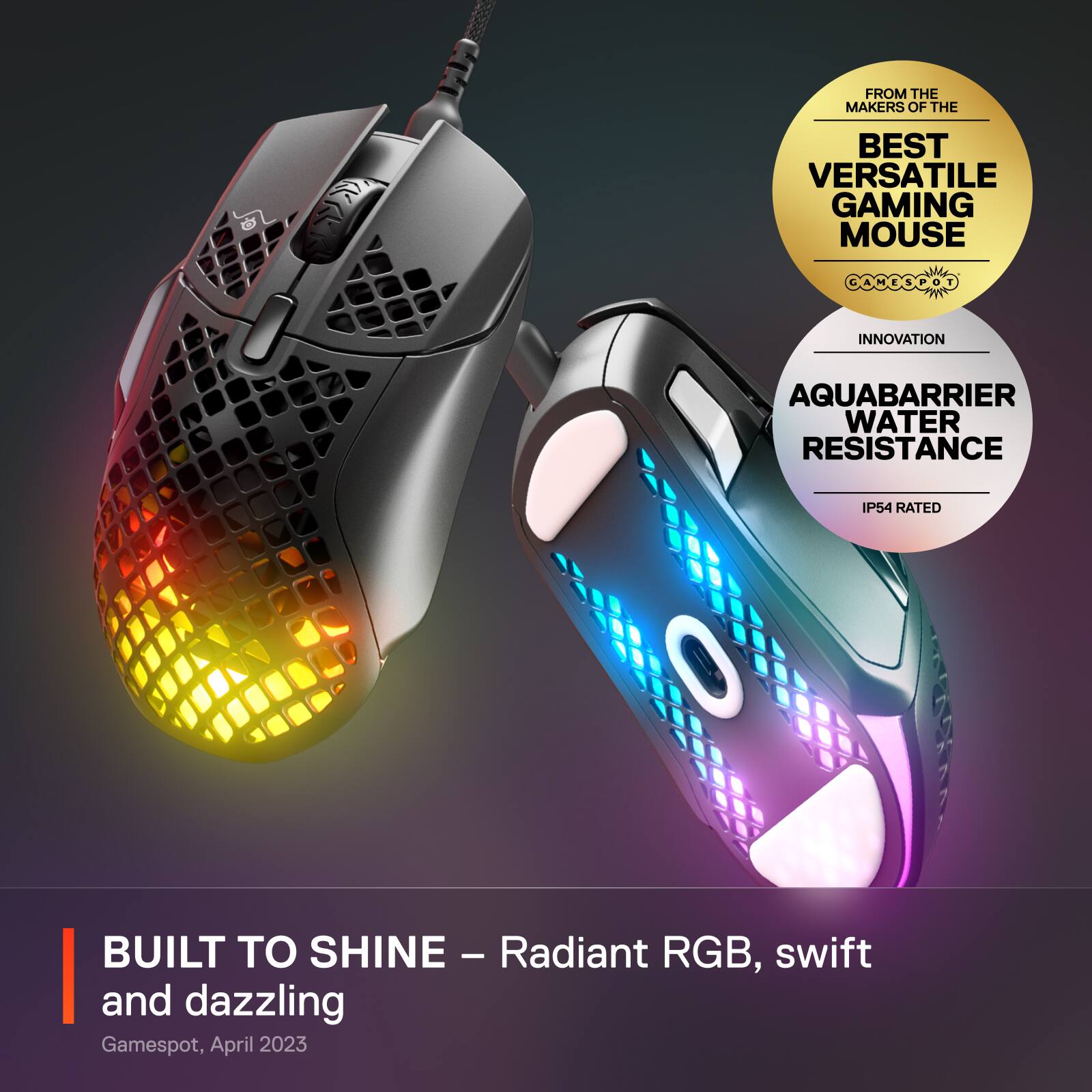 Built to Shine - Radiant RGB, Swift and Dazzling - Aquabarrier Water Resistance IP54 Rated - Innovation - Gamespot, April 2023