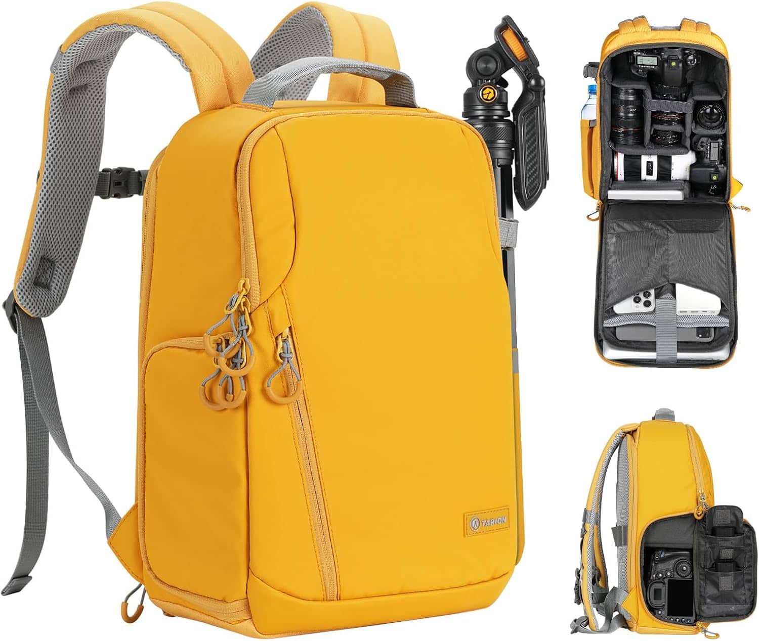 Front. TARION - TARION 11.5L Camera Backpack DSLR Bag with 14in Laptop Compartment Rain Cover TR-L Yellow - Yellow.