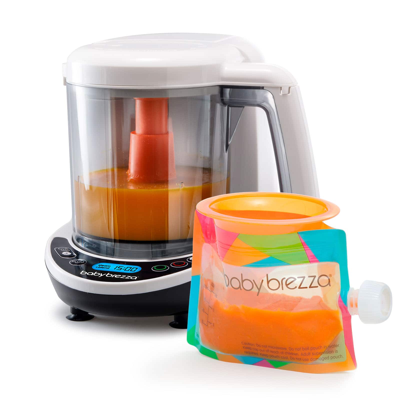 Baby Brezza - Deluxe Baby Food Maker - White/Black/Orange - Front_Zoom