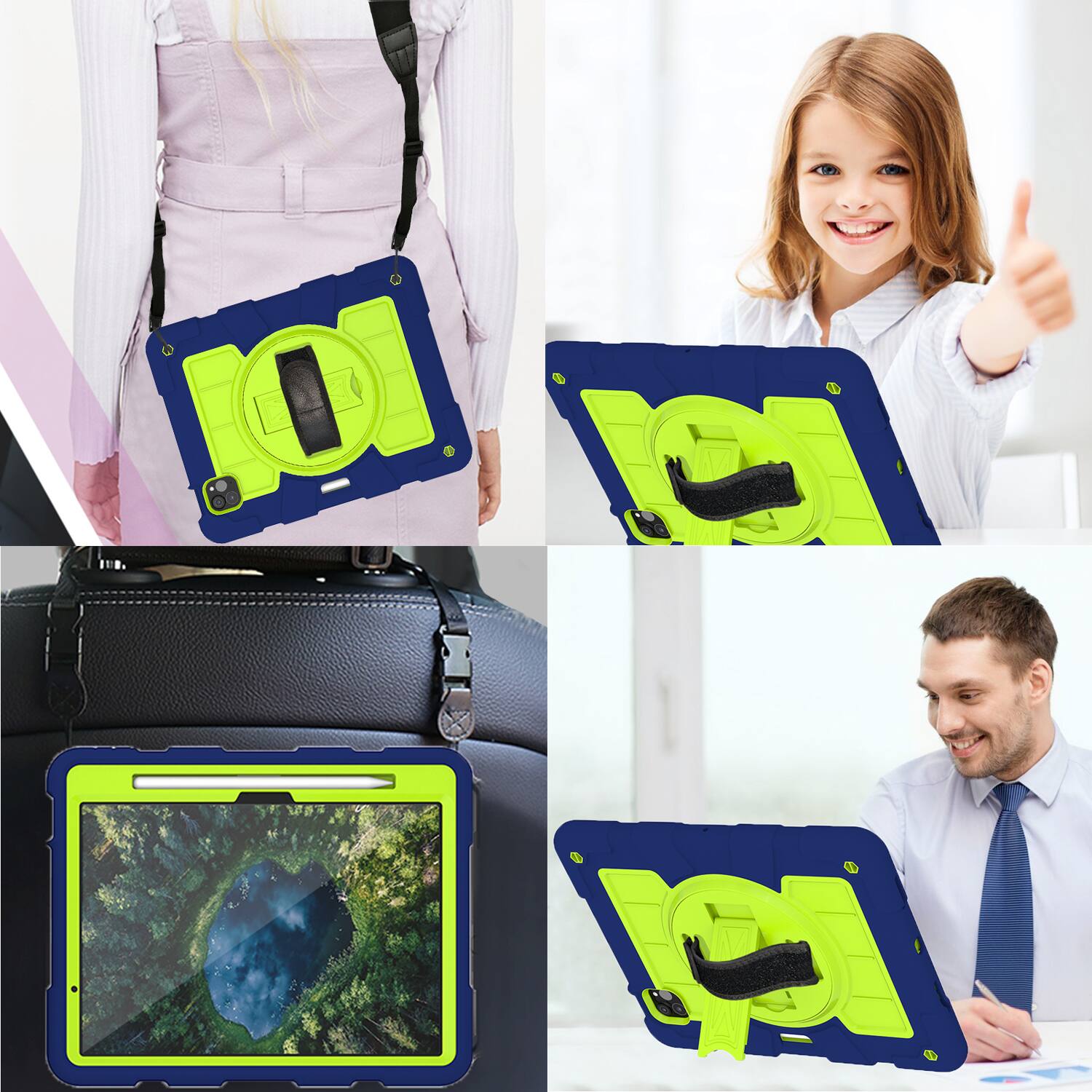 Alt View 5. Dteck - Heavy Duty Rugged Case for Apple iPad Air (M4) 11" 2026&2025&2024,Shockproof Kickstand Cover with Shoulder Strap - H.