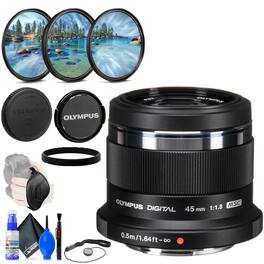 Bundle - Olympus - 45MM F1.8 M.ZUKIO LENS BLK with Standard Camera Pack - Black