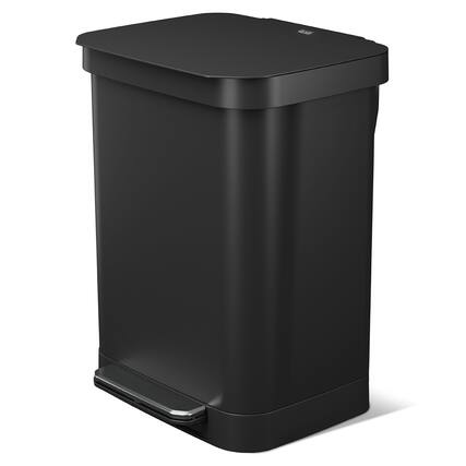 Front. Glad - Glad Step Trash Can, Series 2 Soft Close Bin with Odor Protection, 13 Gal, Black - Black.