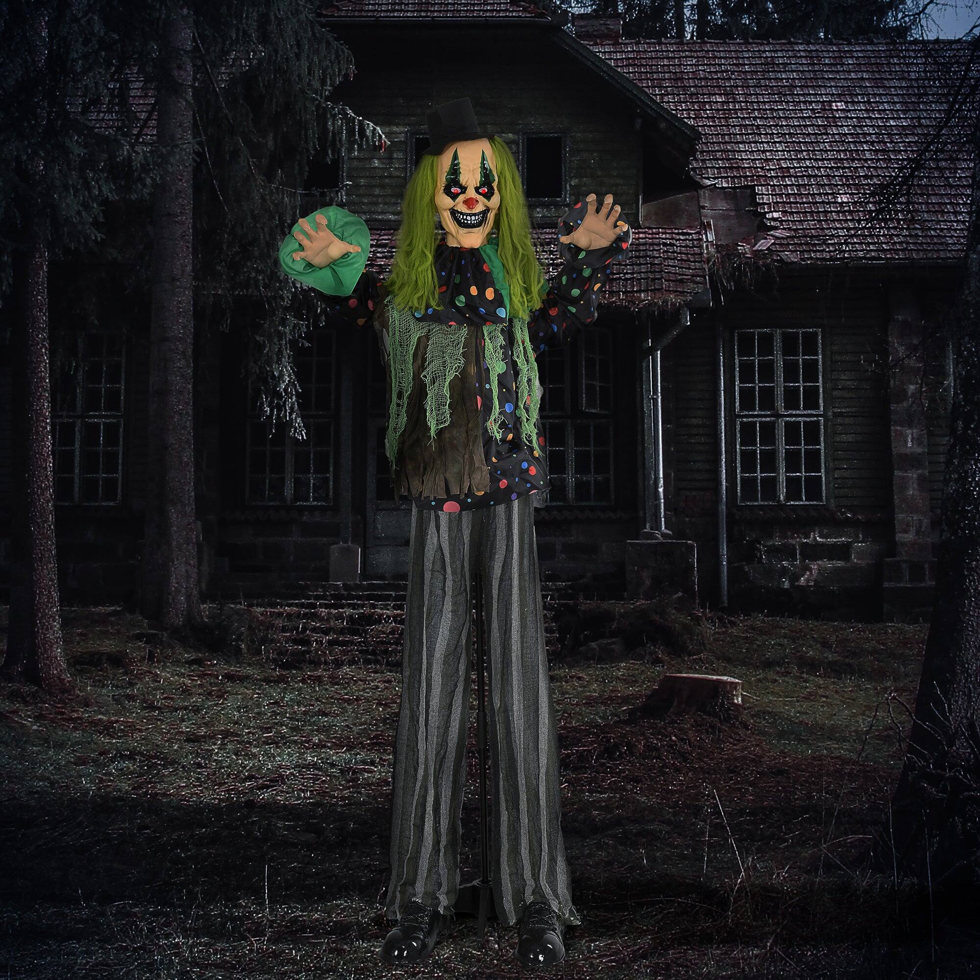Alt View 7. Boyel Living - 6.1ft Life Size Halloween Animatronic Circus Clown with Motion Sound Activation Light Up Eyes and - Green.