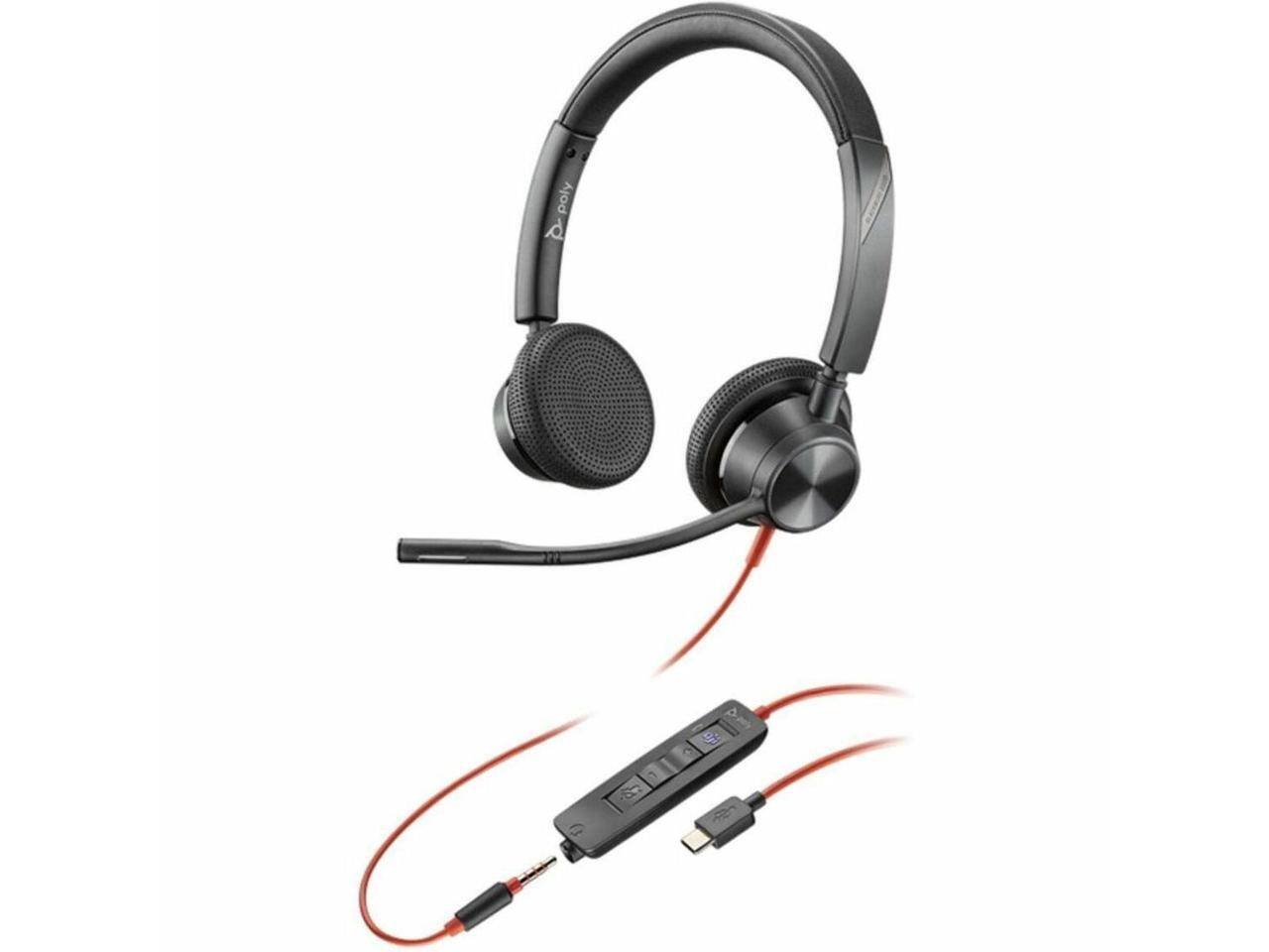 Alt View 1. HP - Poly Blackwire 3325 Headset - Microsoft Teams - USB C & 3.5mm - Wired - Black - Black.