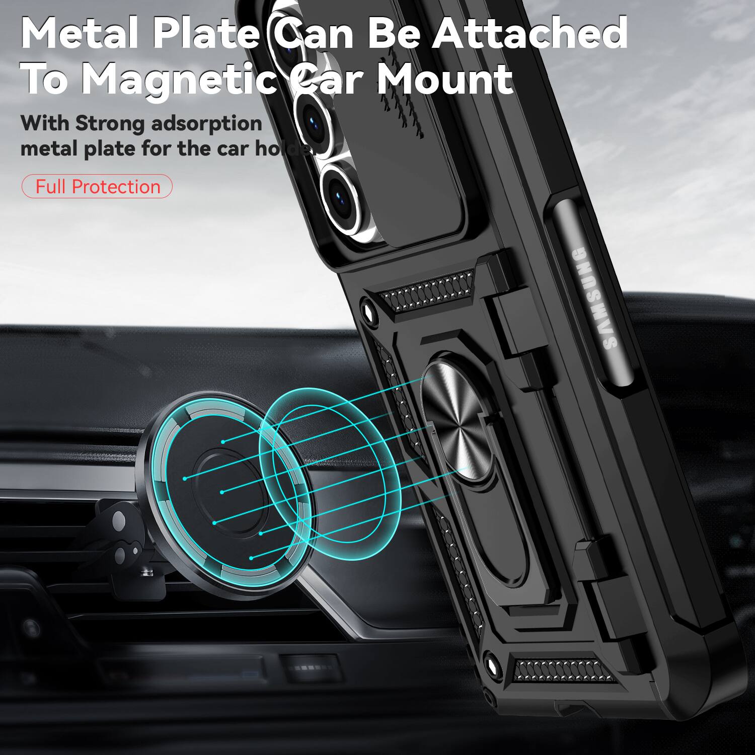 Metal Plate Can Be Attached To Magnetic Car Mount

With Strong adsorption metal plate for the car holder

Full Protection