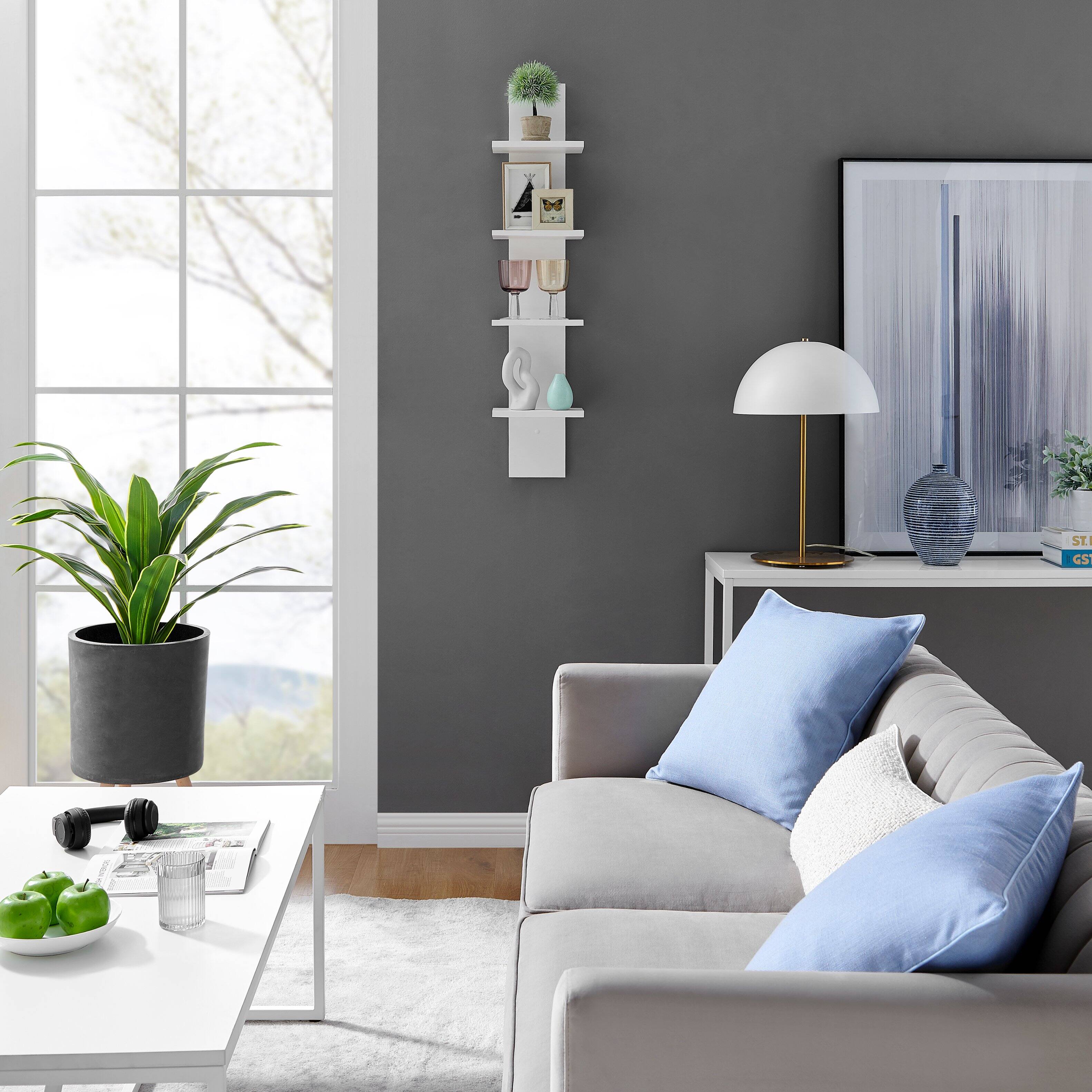 Alt View 6. Danya B - Arica Utility Column 4-Tier Spine Wall Shelves - White.