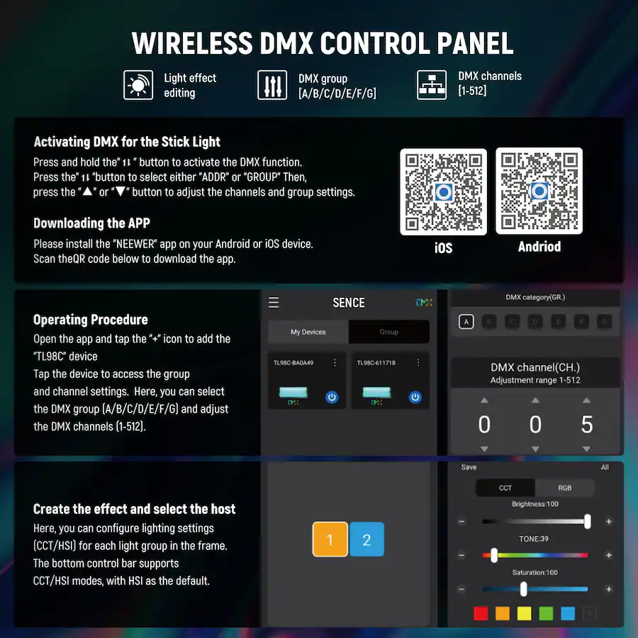 Mini Qr Code Frame Neewer Pro Magnetic RGB Light Wand with APP/DMX Control, CRI97 - Best Buy