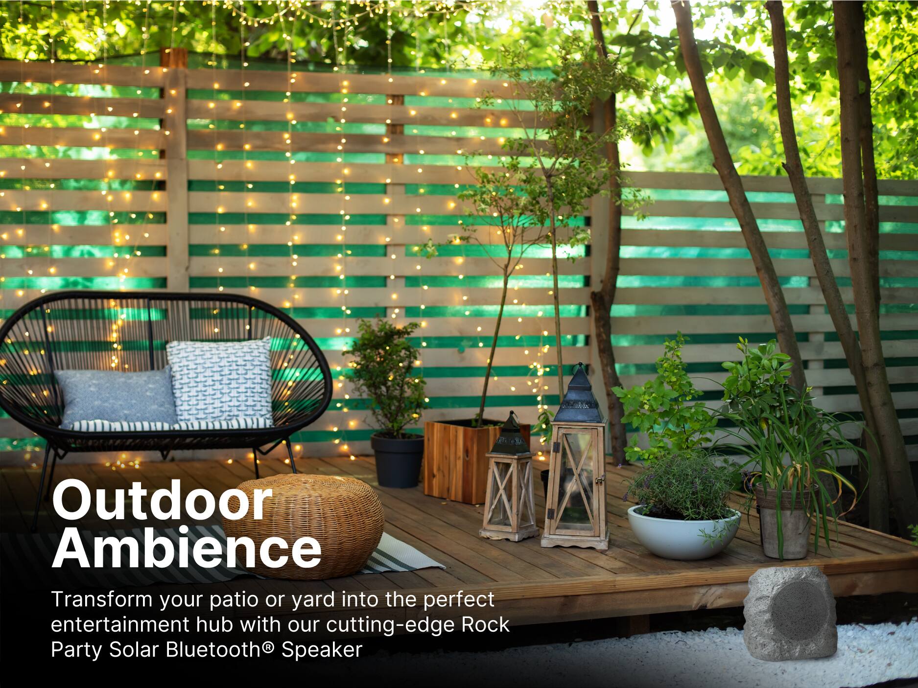 Outdoor Ambience
Transform your patio or yard into the perfect entertainment hub with our cutting-edge Rock Party Solar Bluetooth Speaker