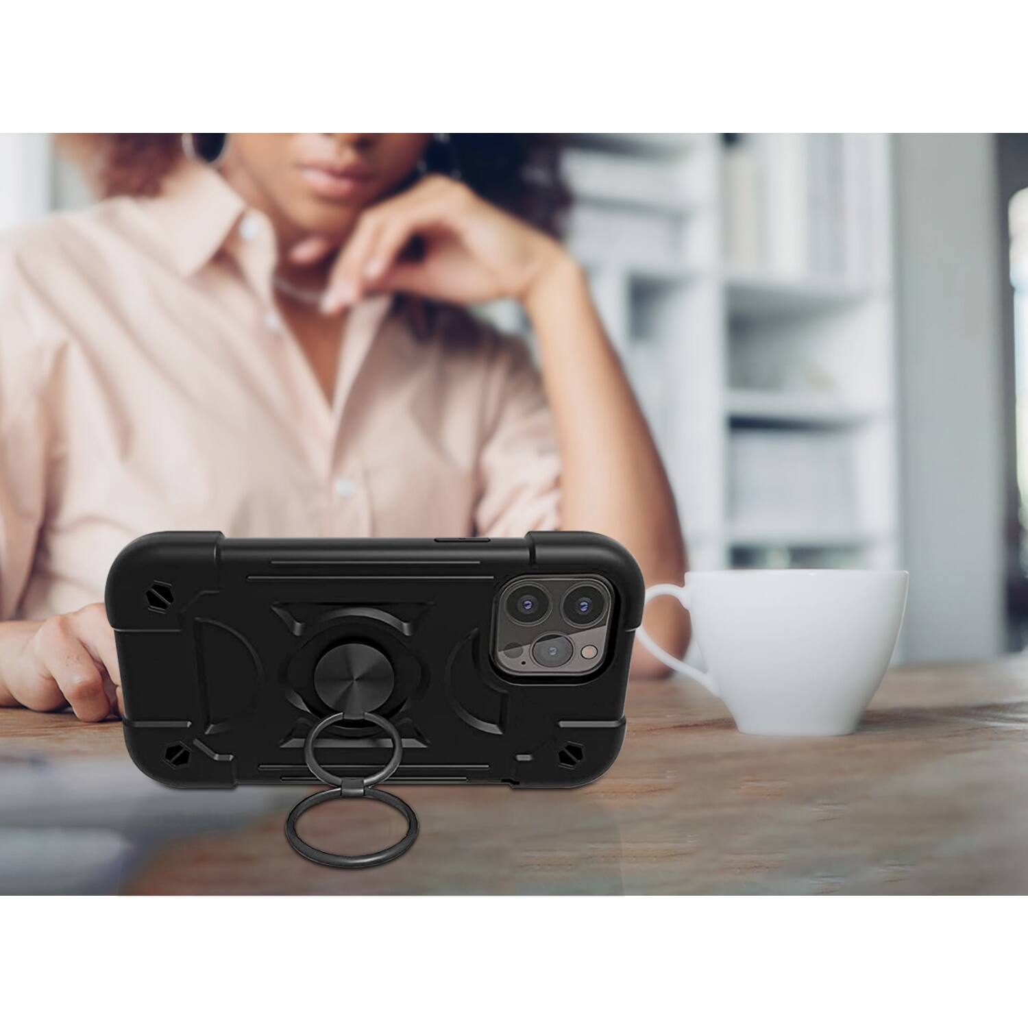 Alt View 17. SaharaCase - DualShock Case with Kickstand for Apple iPhone 14 Pro - Black.