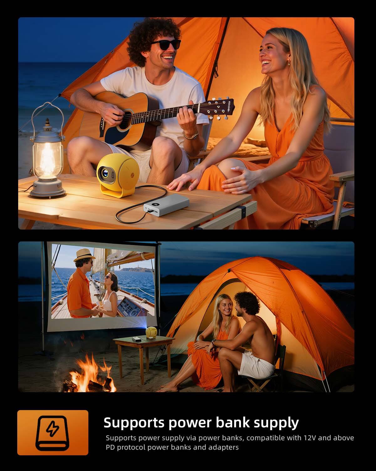 Cluzine Yellow Portable Multimedia Projector, Android 13, 4K