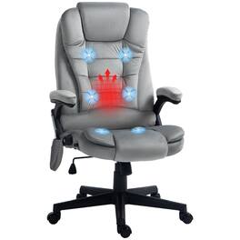 Homcom - 6 Point Vibrating Massage Office Chair with Heat, Velvet High Back Executive Chair with Reclining Backrest - Gray