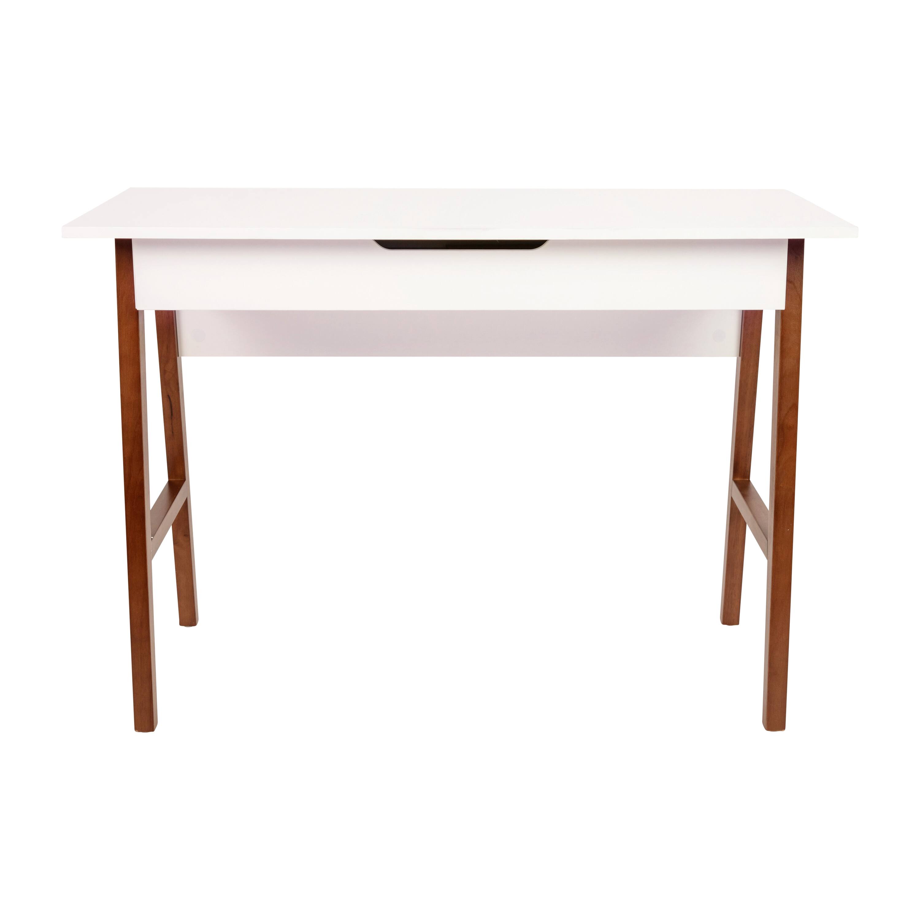 Alt View 7. Emma + Oliver - Home Office Writing Computer Desk with Drawer - Table Desk - White Top/Walnut Frame.