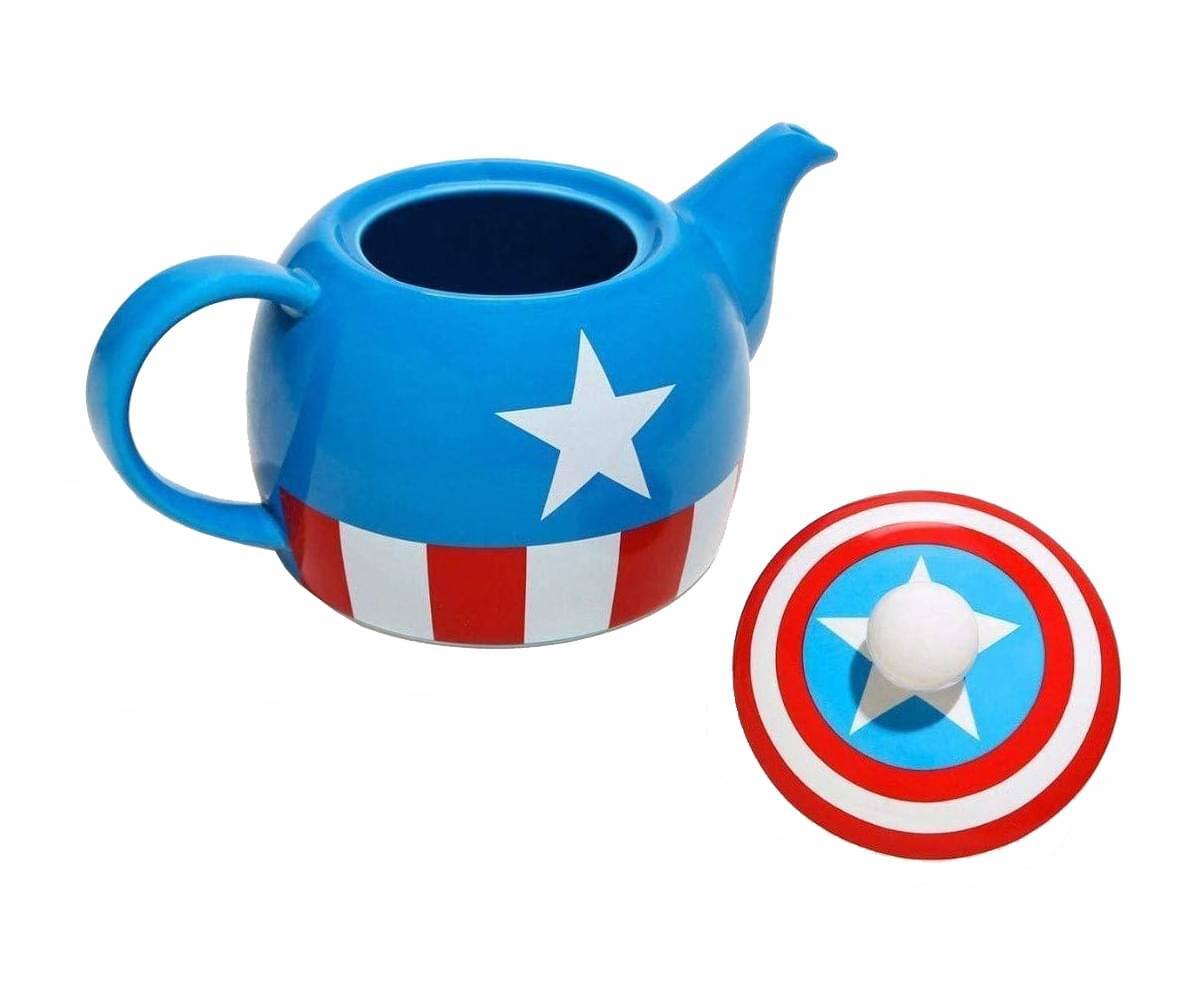 Front. Marvel - Marvel Captain America 36 Ounce Ceramic Teapot - Blue.