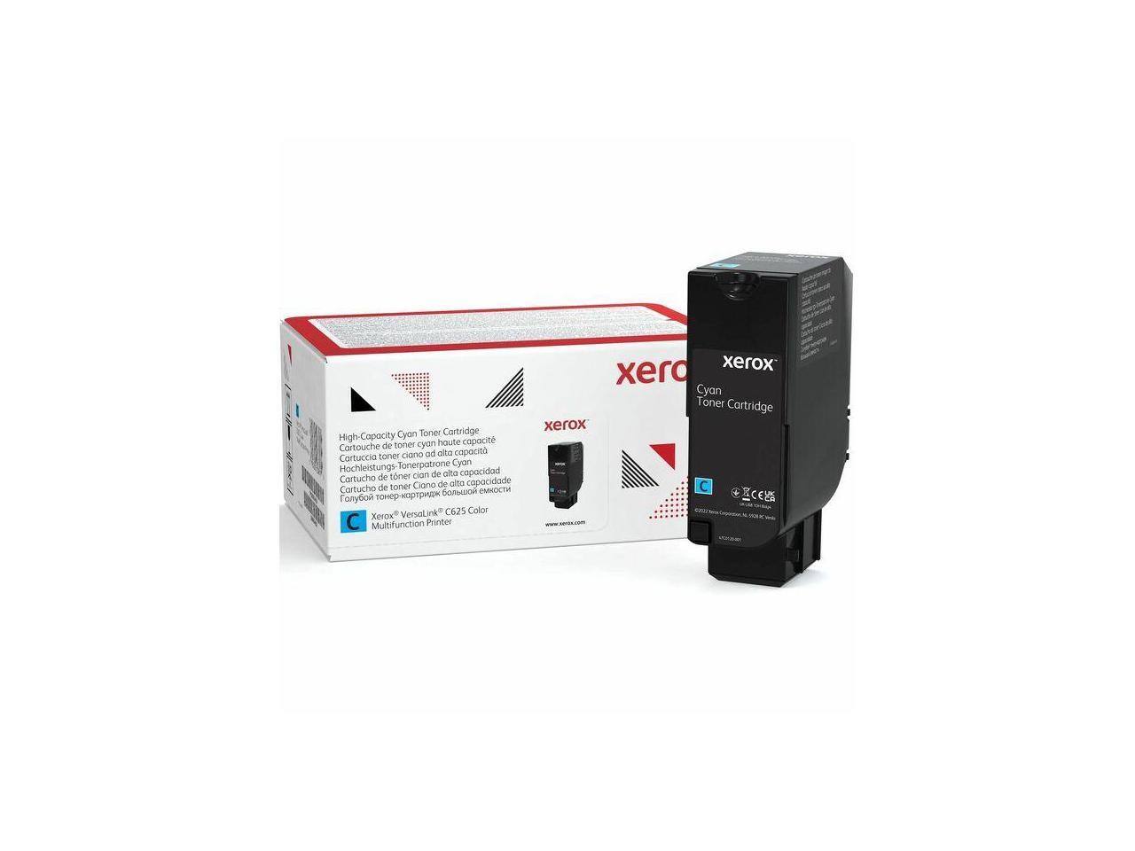 Cyan Toner Cartridge High-Capacity  
haute capacité Cartouche de toner cyan  
Cartucia toner ciano ad alta capacità  
Hochleistungs-Tonerpatrone Cyan  
de toner cian de alta capacidad  
Cartucho de toner ciano de alta capacidad  

- VersaLink C625 Color  
  Multifunction Printer  
  xerox  
  xerox Cyan Toner Cartridge  
  xerox