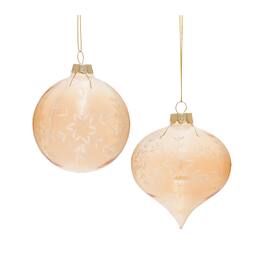 BreeBe - Snowflake Etched Glass Ornament (Set of 12) - Gold