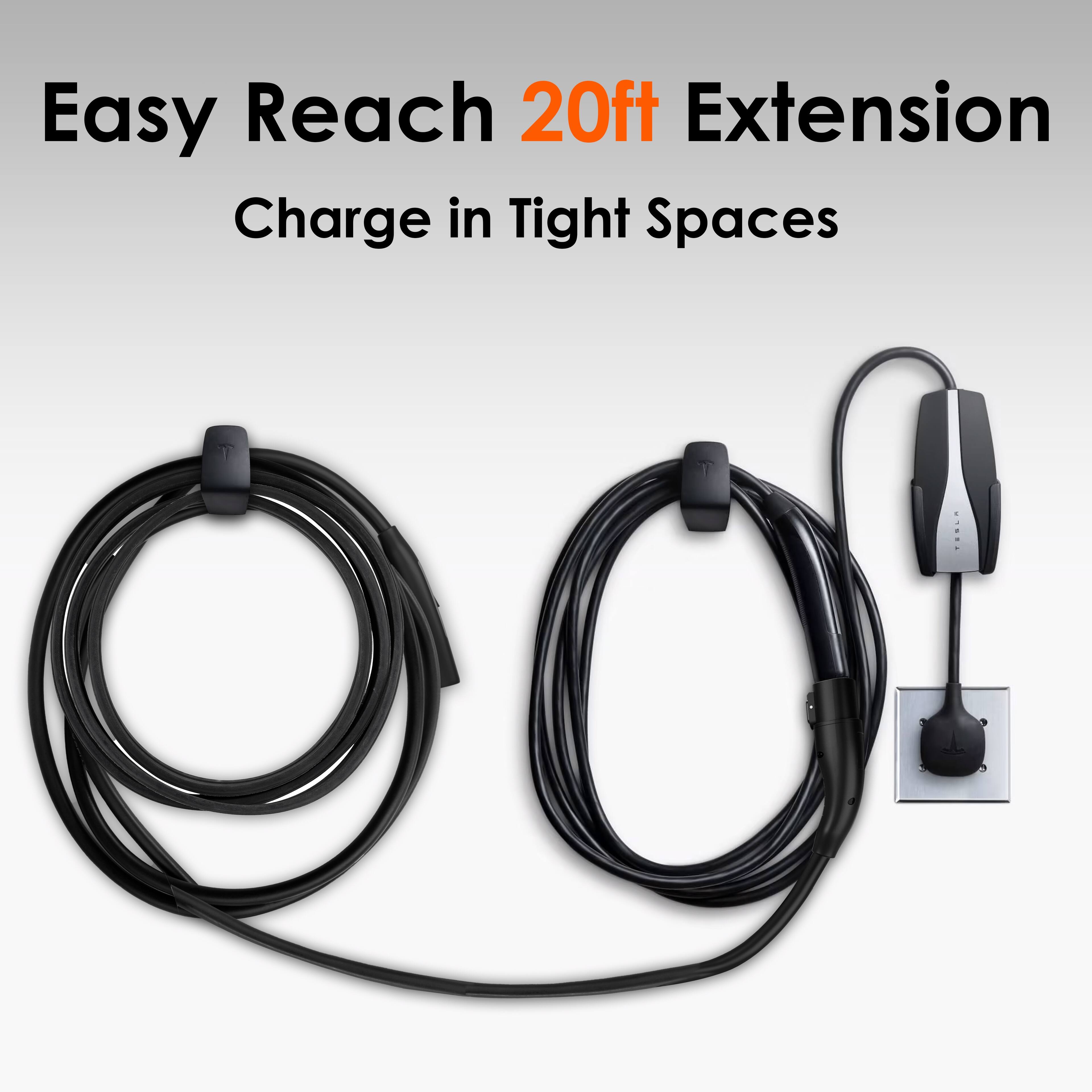 Easy Reach 20ft Extension  
Charge in Tight Spaces