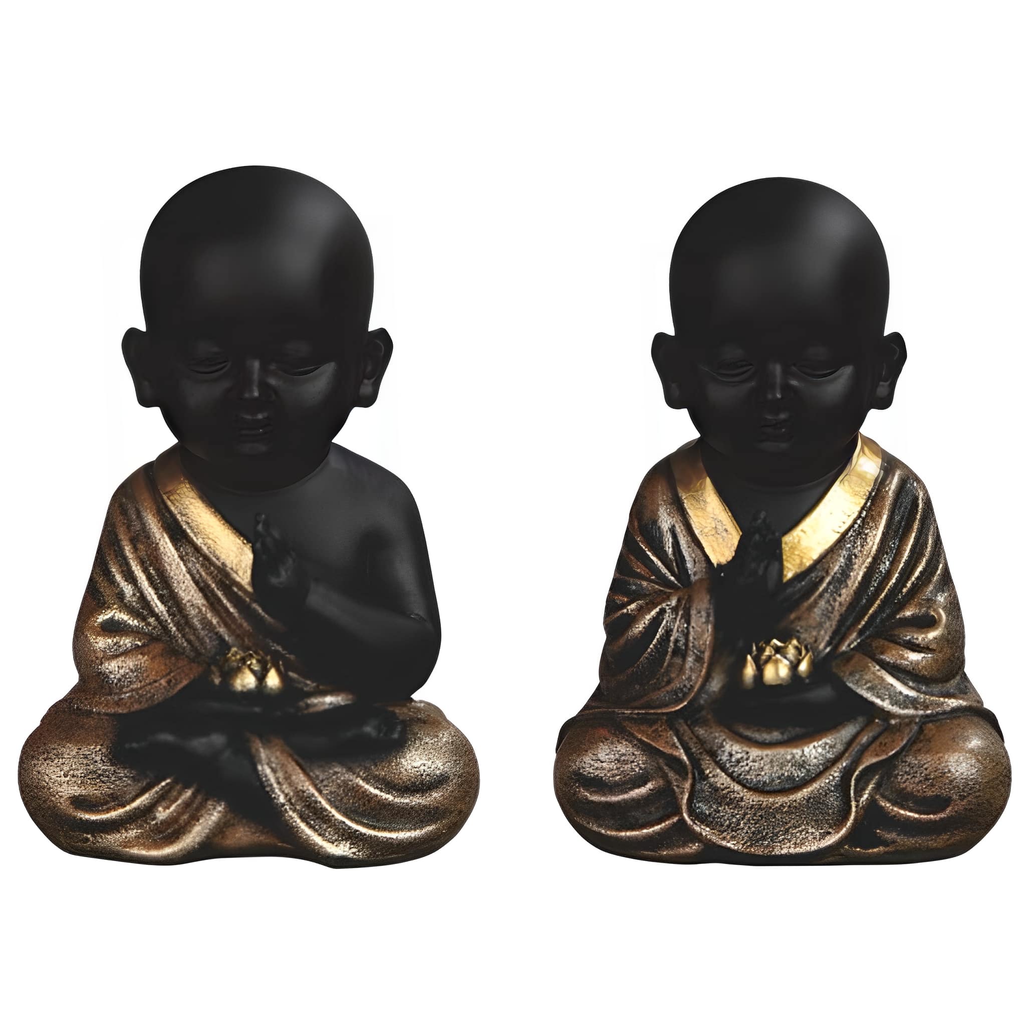 FC Design - 2-PC Set 4"H Monk Praying Set Figurine Statue Desk Tabletop Home Decor Gift - Multi-Color